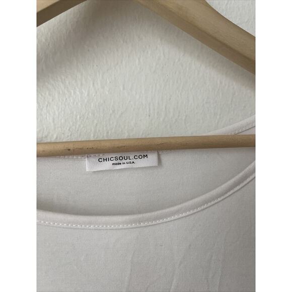 Chic Soul white animal print stripe 3/4 slv flowy pullover top sz 3XL - Picture 2 of 5